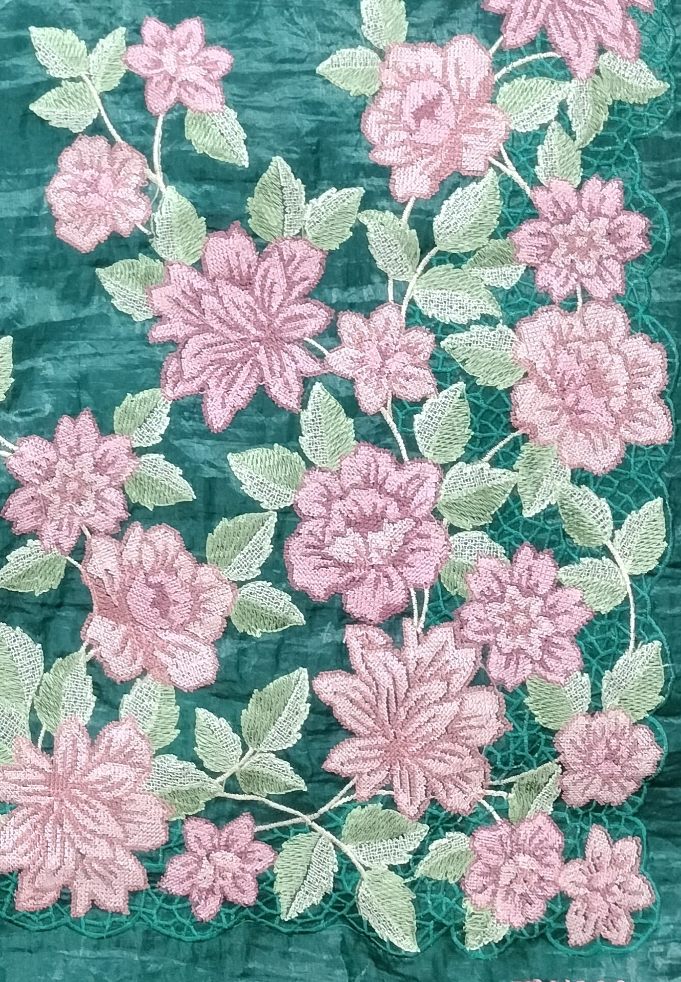 green colored flower embroidery design
