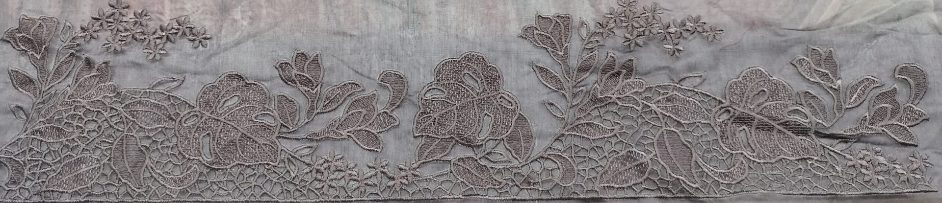 grey colored flower embroidery border