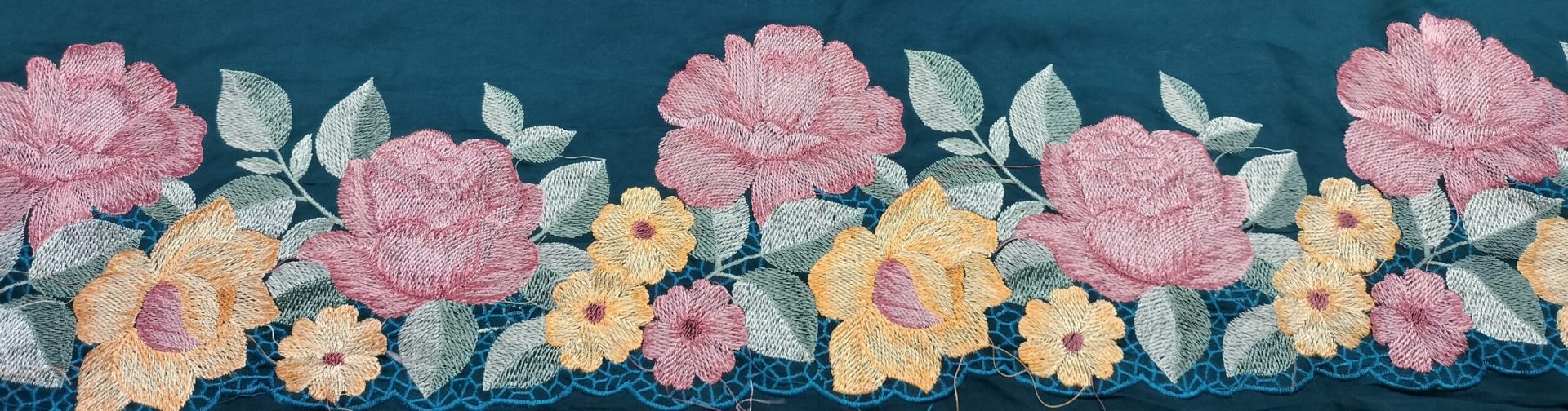 multi-colored embroidery border threadwork