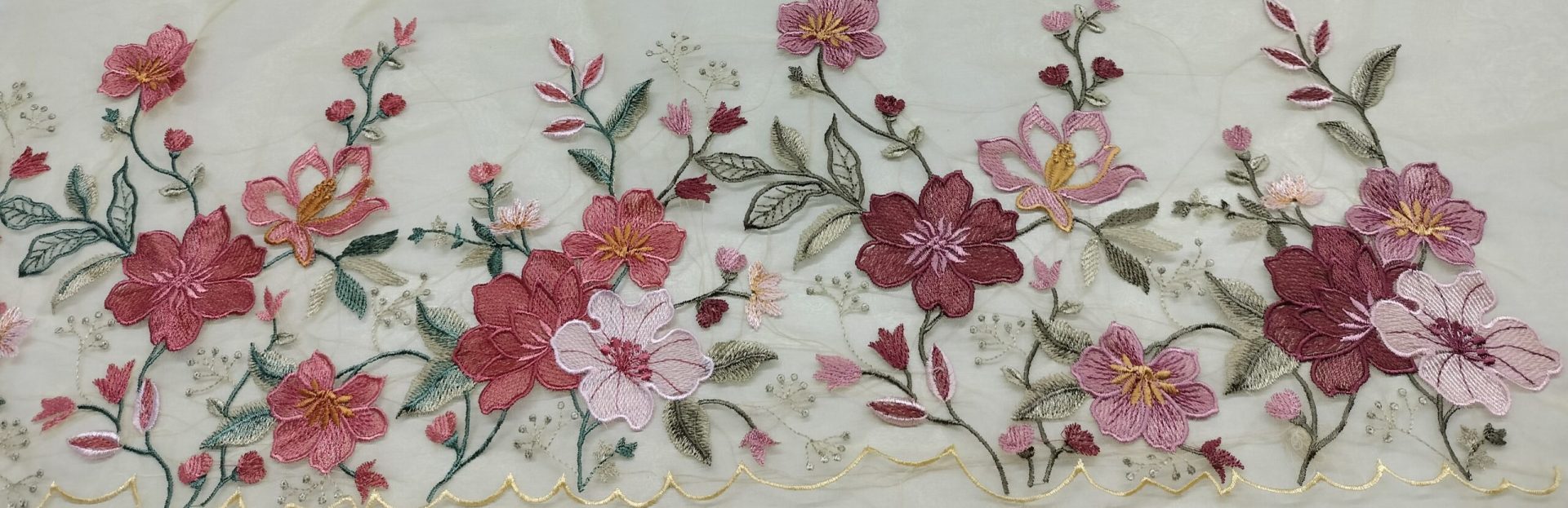 red flower combination embroidery design