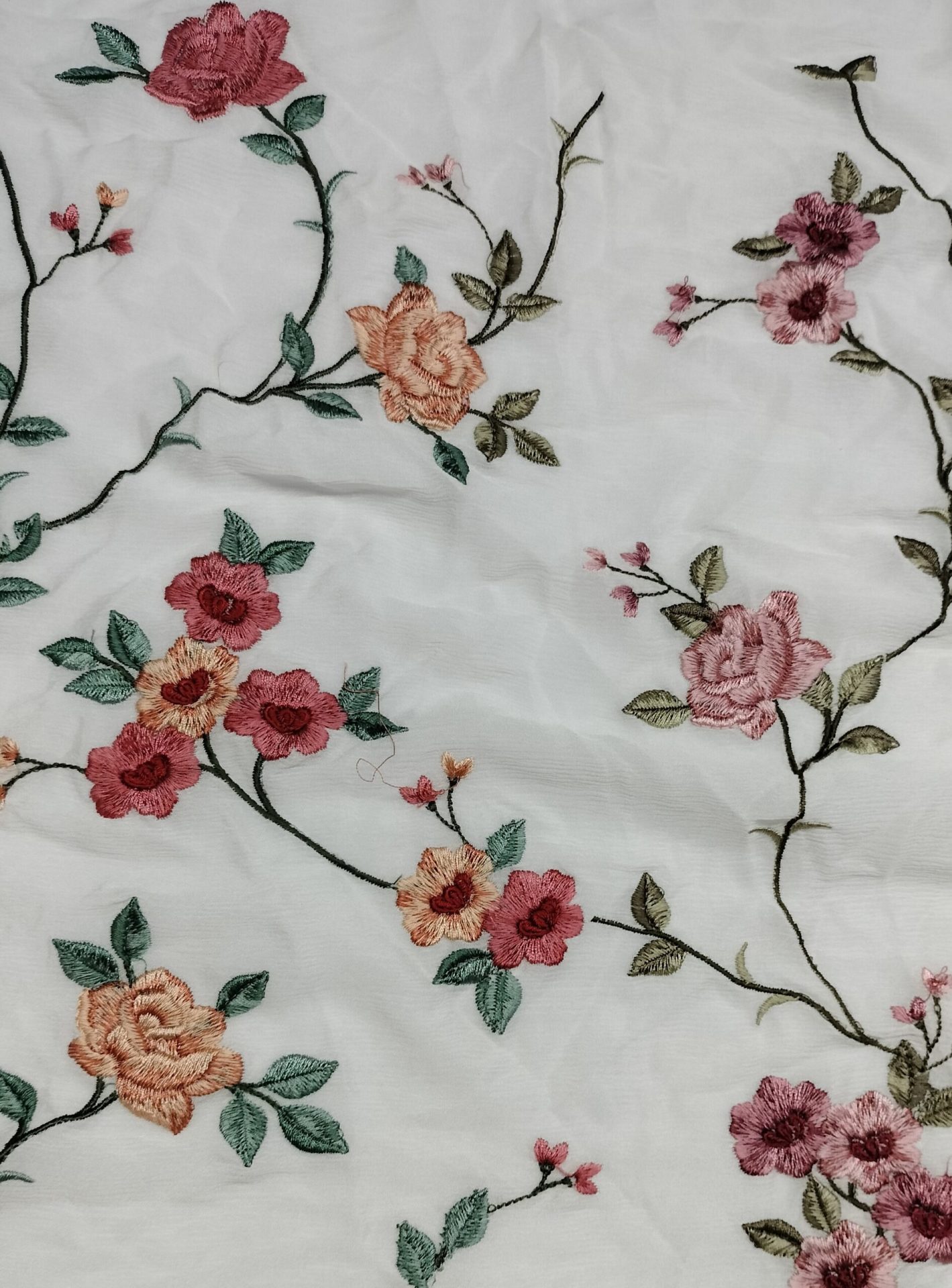 orange red colored combination embroidery design