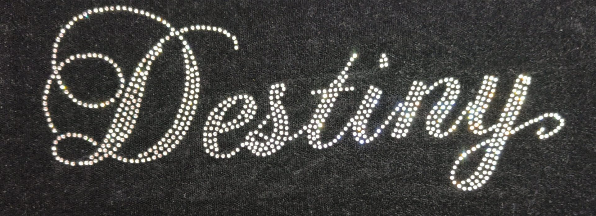 destiny text rhinestone design