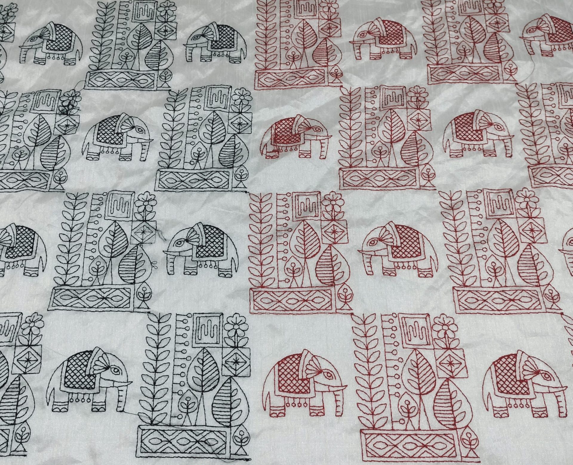 elephant design multi-color thread embroidery design